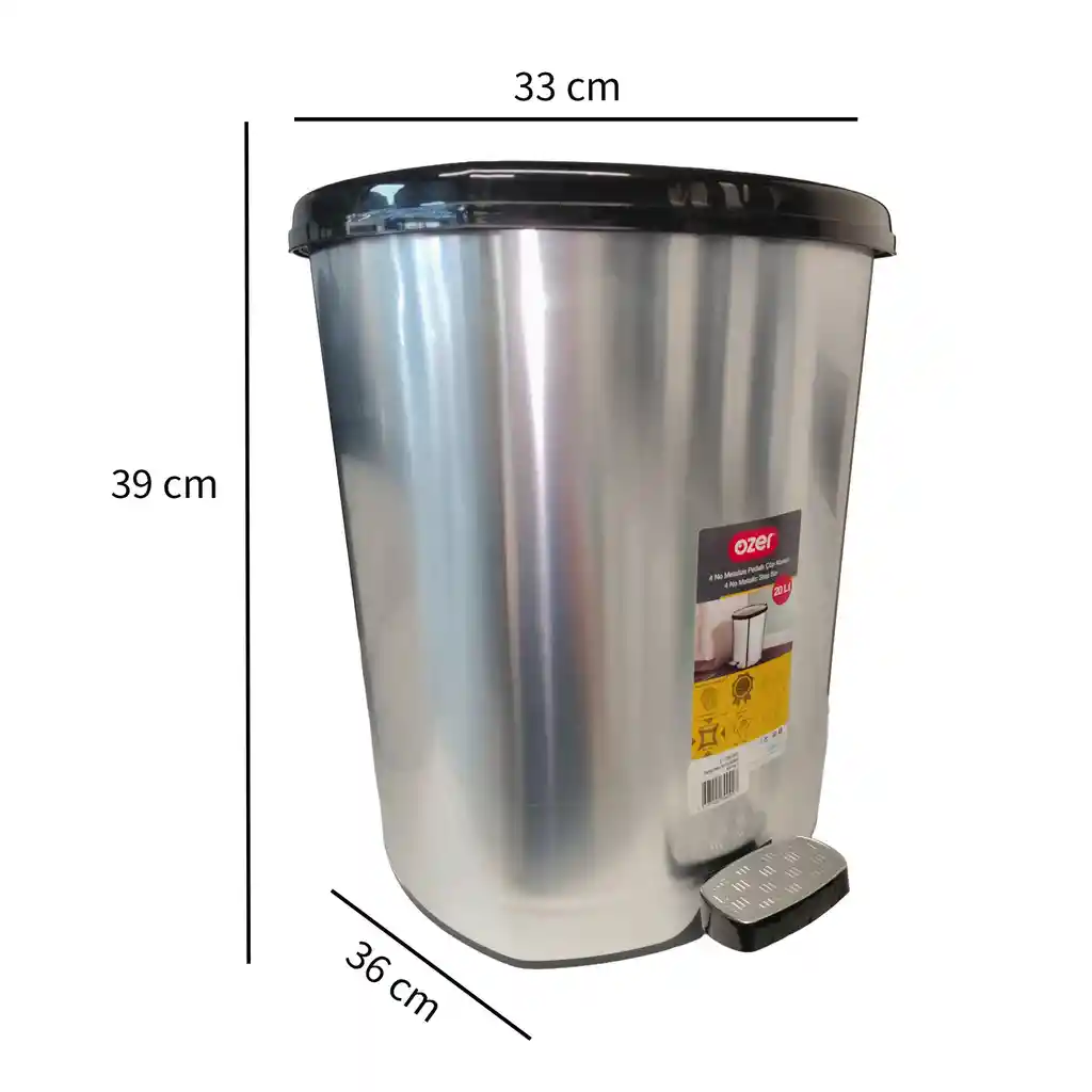 Papelera Pedal 20l Estra 4-1051872 -plateado