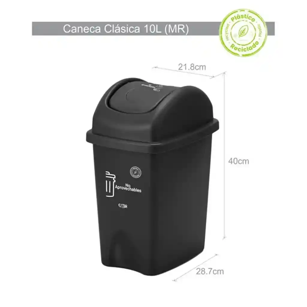 Papelera Vaivén 10l No Aprovechables Estra 4-1048884 -negro