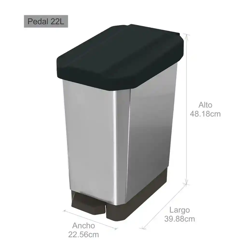 Papelera Pedal 22l Estrabins 4-1040724 -plateado