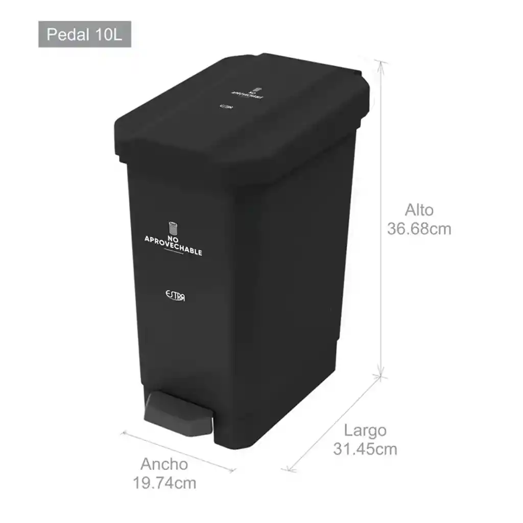 Papelera Pedal 10l Estrabins 4-1042674 No Aprovechable -negro