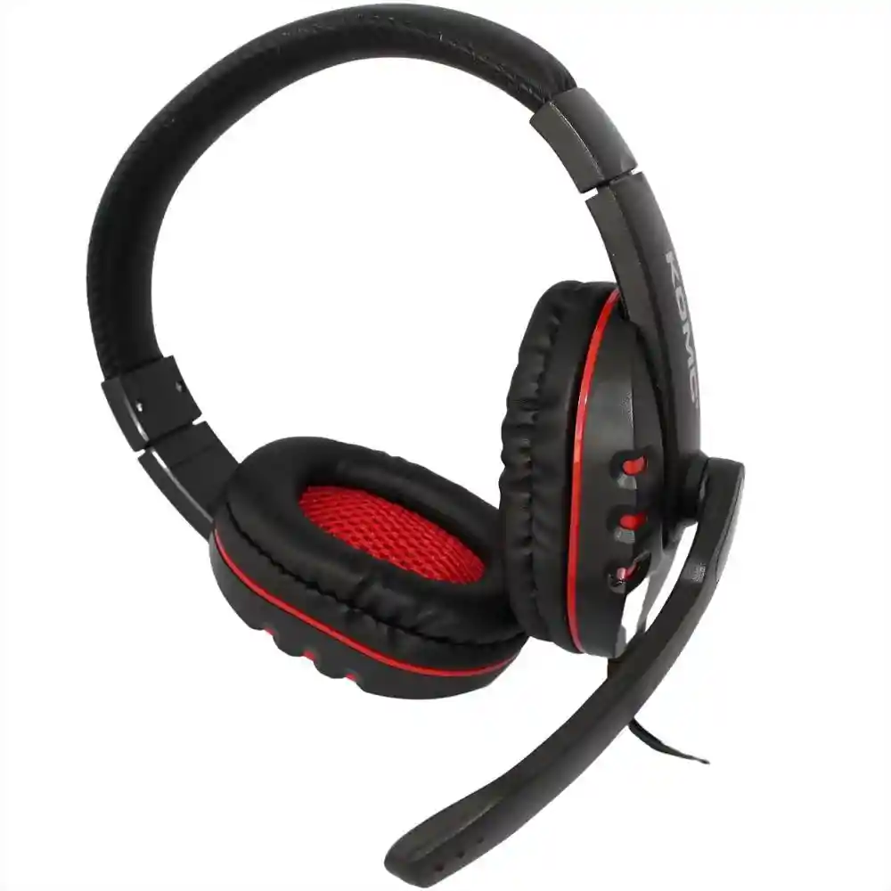 Audifonos Con Cable Diadema Negra Con Roja Komc