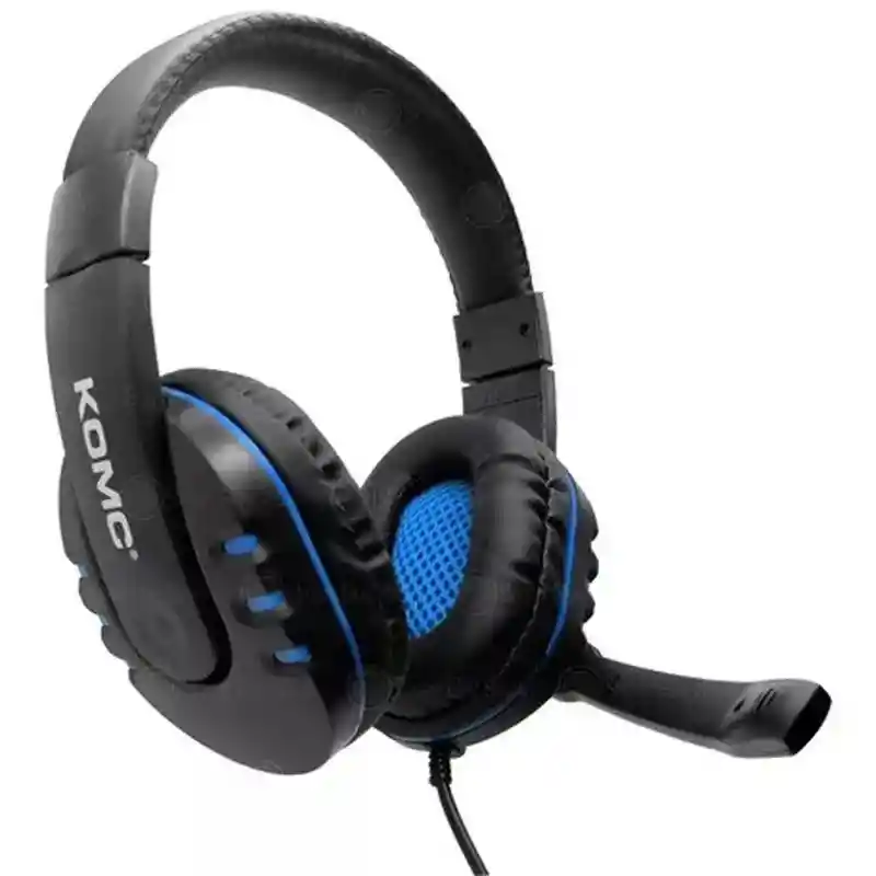 Audifonos Con Cable Diadema Negra Con Azul Komc