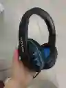 Audifonos Con Cable Diadema Negra Con Azul Komc