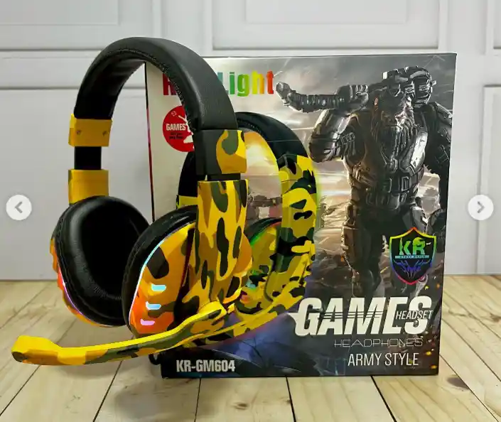 Audifonos Con Cable Diadema Militar Amarilla Games