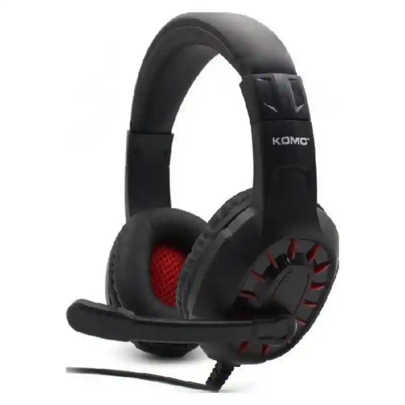Audifonos Con Cable Diadema Negra Con Roja Komc C