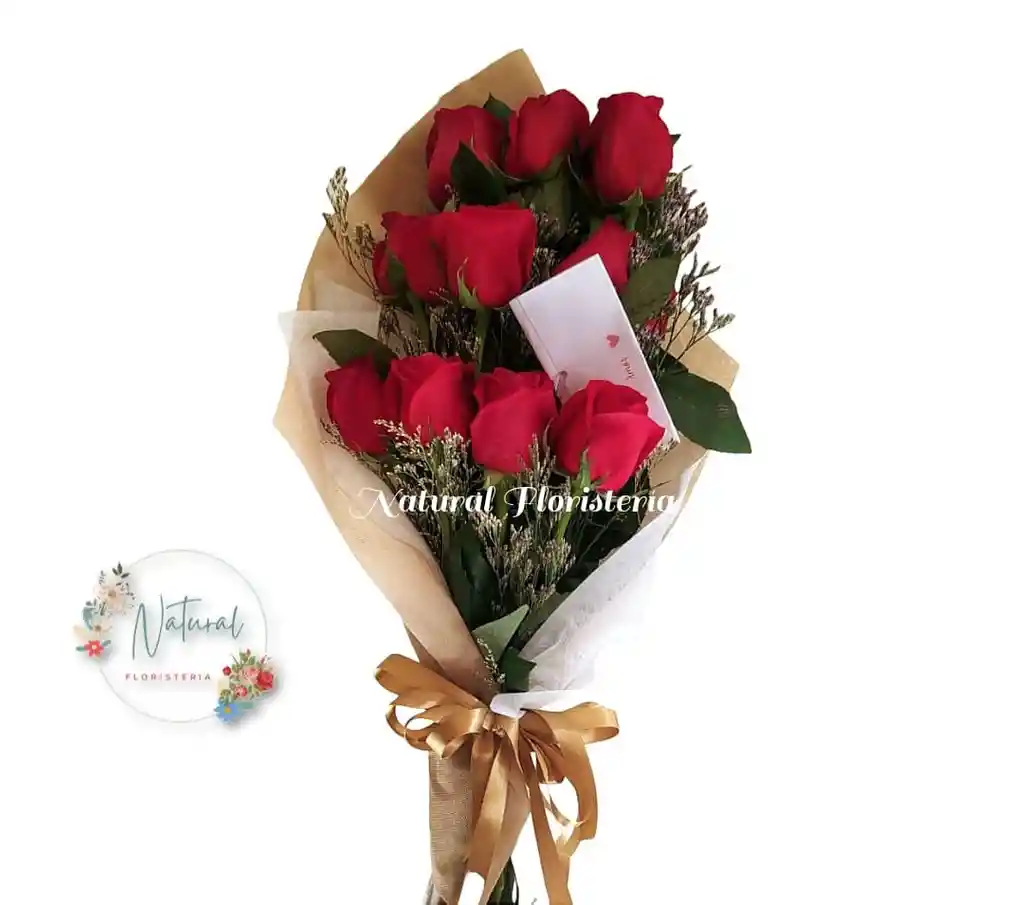 Bouquet De 12 Rosas Rojas Y Caspia.