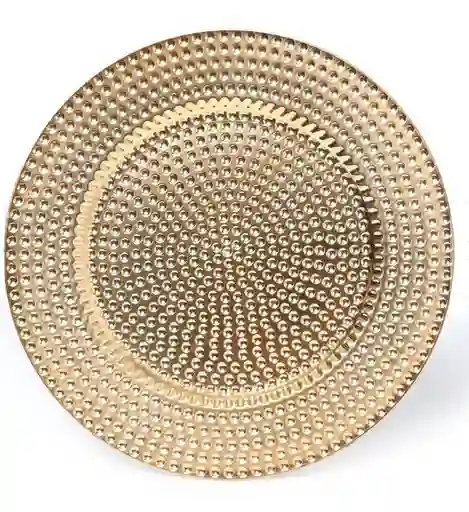 Plato De Carga Dorado Martillado 33 Cms, Platos Base