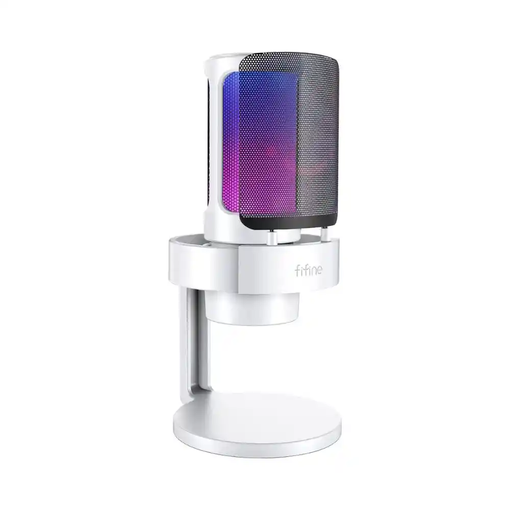 Fifine A8 Micrófono Dinámico Gamer Rgb Color Blanco