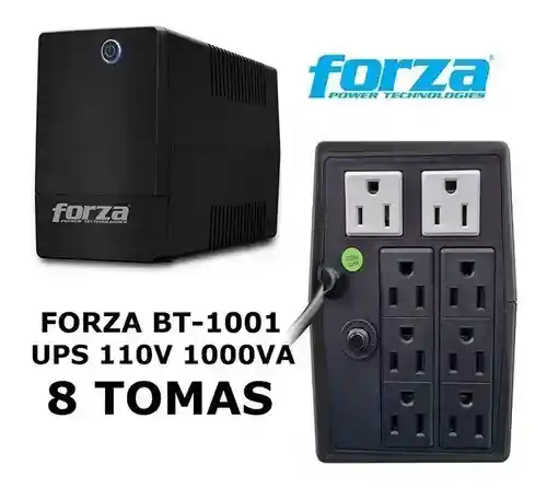 Ups Interactiva Forza Bt-1001, 1000va/600w 8 Tomas Regulador Color Negro
