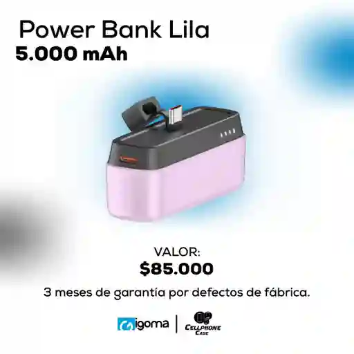 Power Bank 5.000 Mah Lila