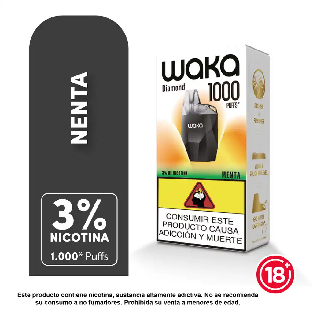 Vape Waka Menta 1000 Puffs 3%