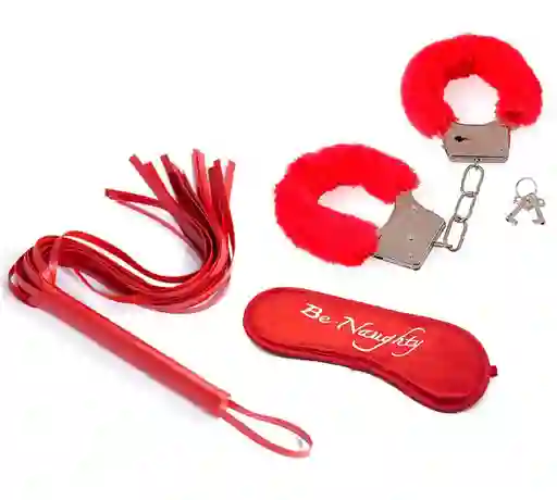 Set Esposas Antifaz Y Látigo Juego Erótico Adultos