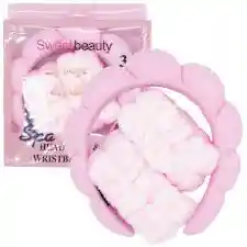 🧼✨ Diadema De Maquillaje Y Skin Care + Muñequeras 🌸 | Balaca Suave Y Esponjosa 💖 Set X3