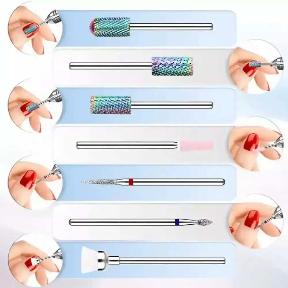 Kit De Brocas Puntas Fresa Acero Tungsteno Drill Pulidor Uña