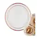 Plato 26 Cms Blanco Borde Oro Rosa