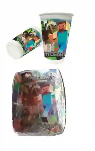 Juego Vaso Pudinera Motivo Minecraft X 12 Unid