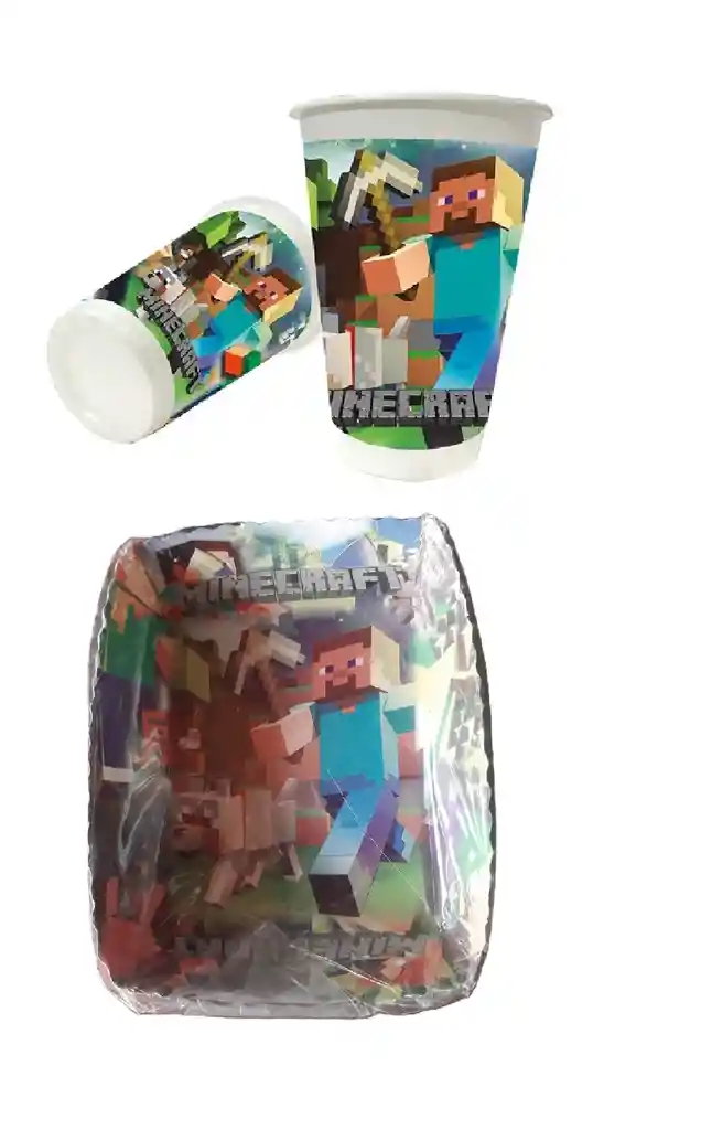 Juego Vaso Pudinera Motivo Minecraft X 12 Unid