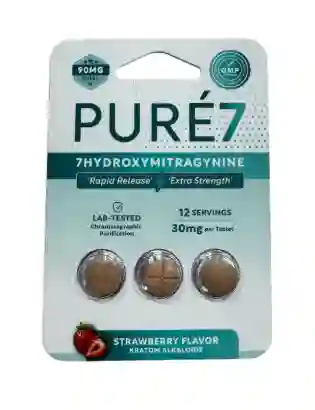 Extracto De Kratom Pure7 7oh Sabor Fresa (30 Mg/comprimido)