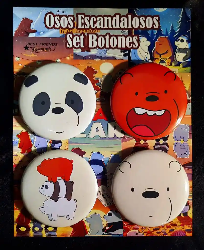 Kit 4 Prendedores Osos Escandalosos