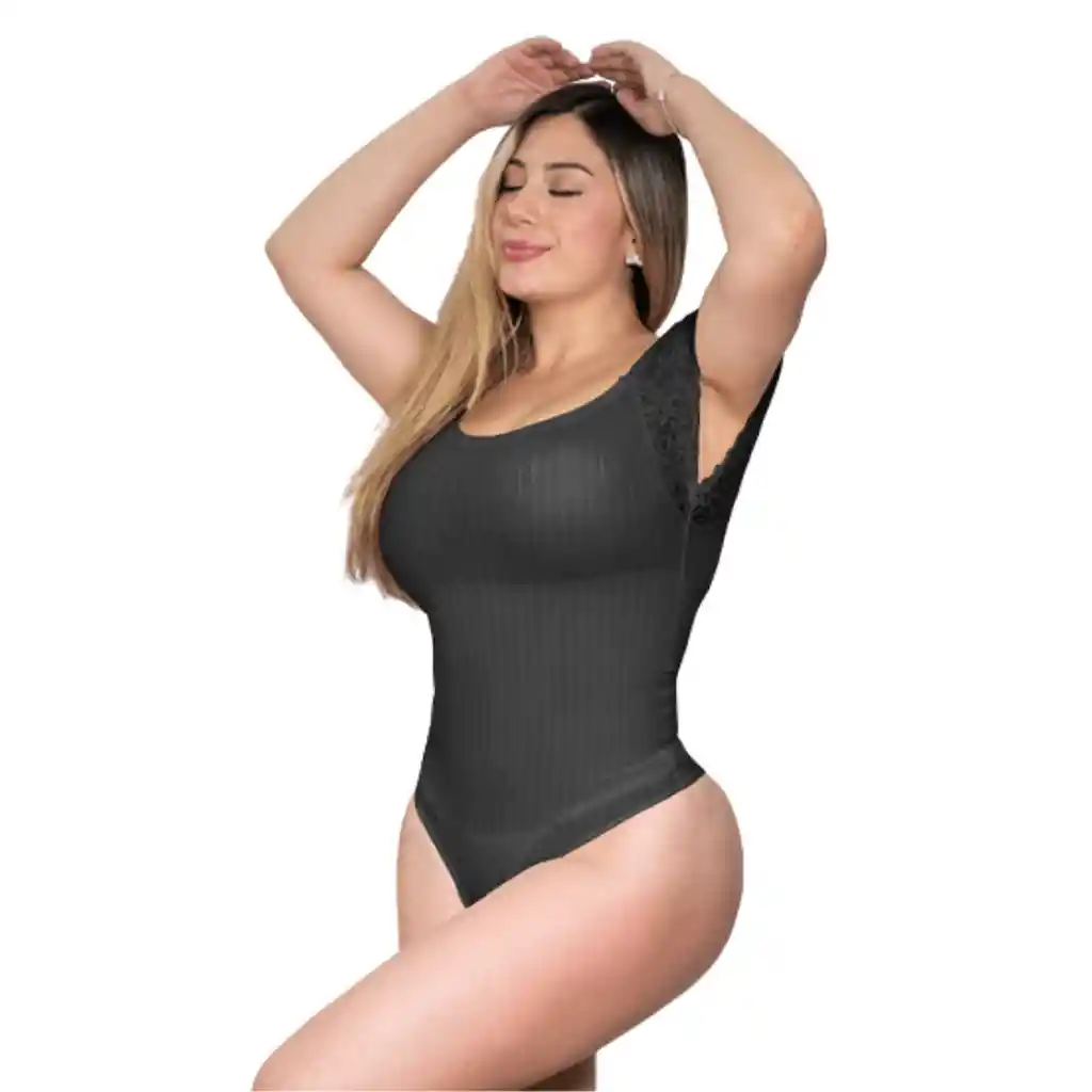 4009-body Moldeador Con Mangas Control Abdomen Color: Negro Talla: Sm