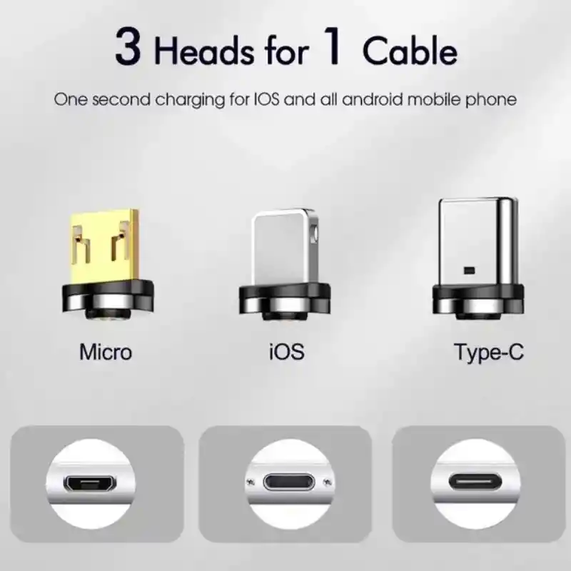 Cable Datos Carga Original 3 En 1 Resistente Magnético
