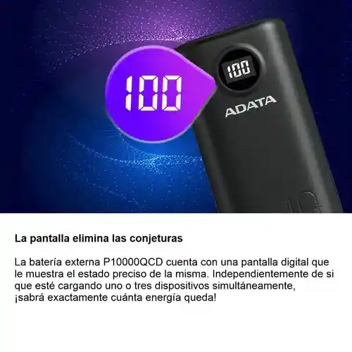 Adata P10000qcd Power Bank 10000mah Multi Carga Rápida, Azu