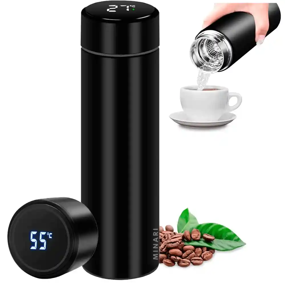 Termo Botella Inteligente Medidor Temperatura Pantalla Led 500ml