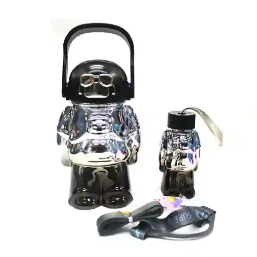 Set De Botellas Termo Bicolor Con Efecto Espejo Tornasol En Forma De Astronauta