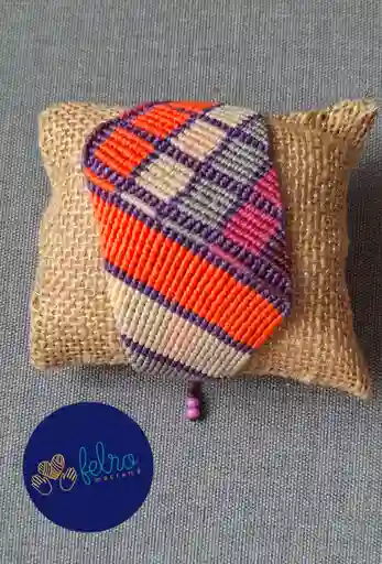 Pulsera De Macramé Geométrica/pieza Única/arte De Macramé "ocaso Elegante"