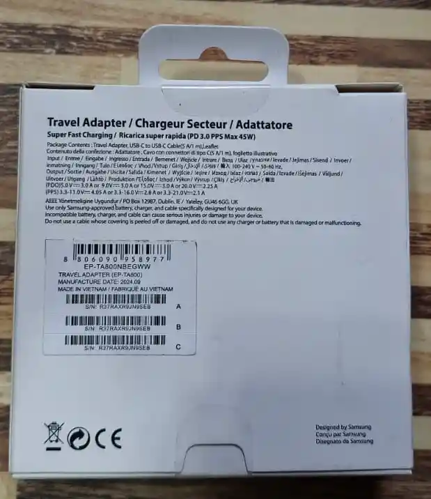 Cargador+cable Samsung Original 45w Usb C Para Celulares Android Samsung S20/s21/s22/s23/s24