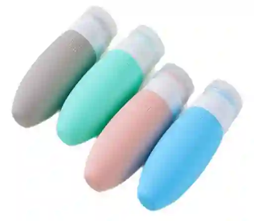 Set Viajero De Silicona X4 Botellas Para Artículos Dé Tocador - Recipiente Exprimible