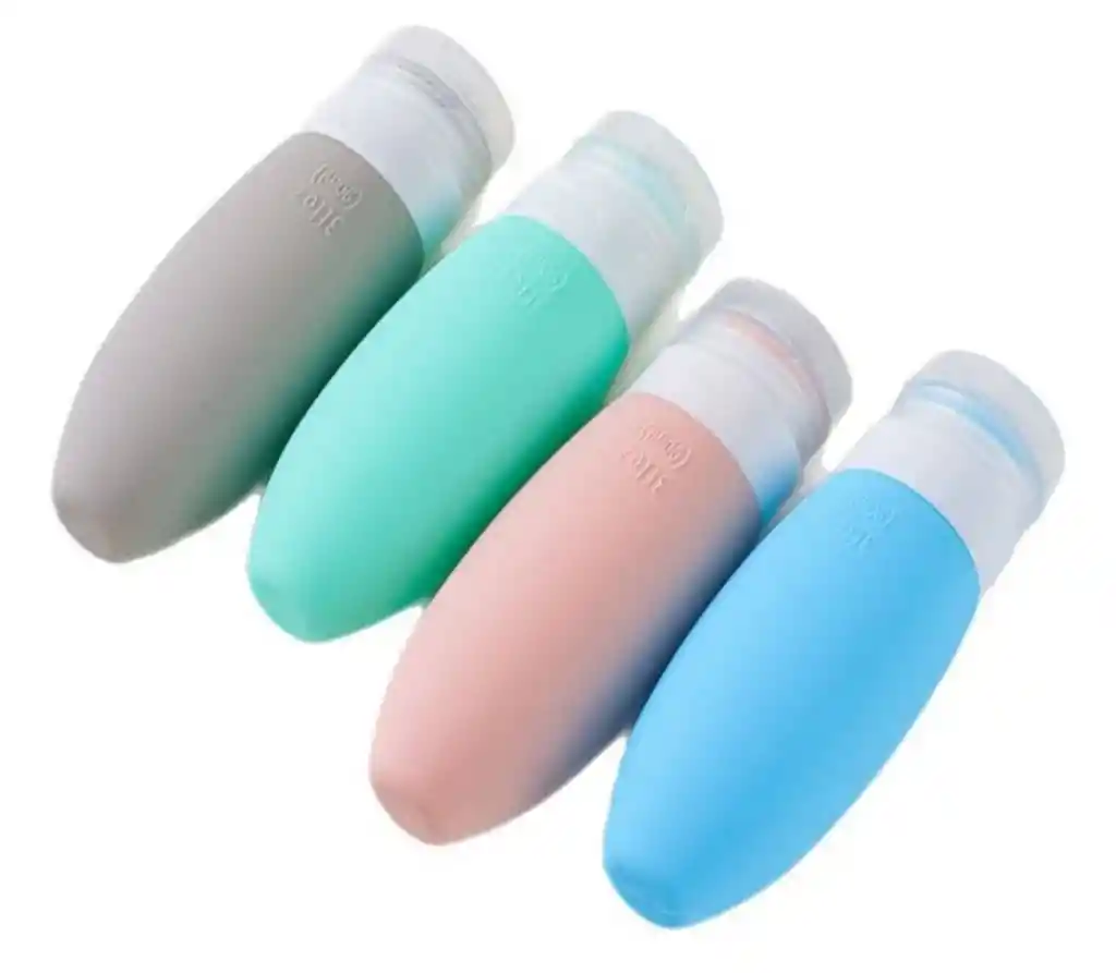 Set Viajero De Silicona X4 Botellas Para Artículos Dé Tocador - Recipiente Exprimible