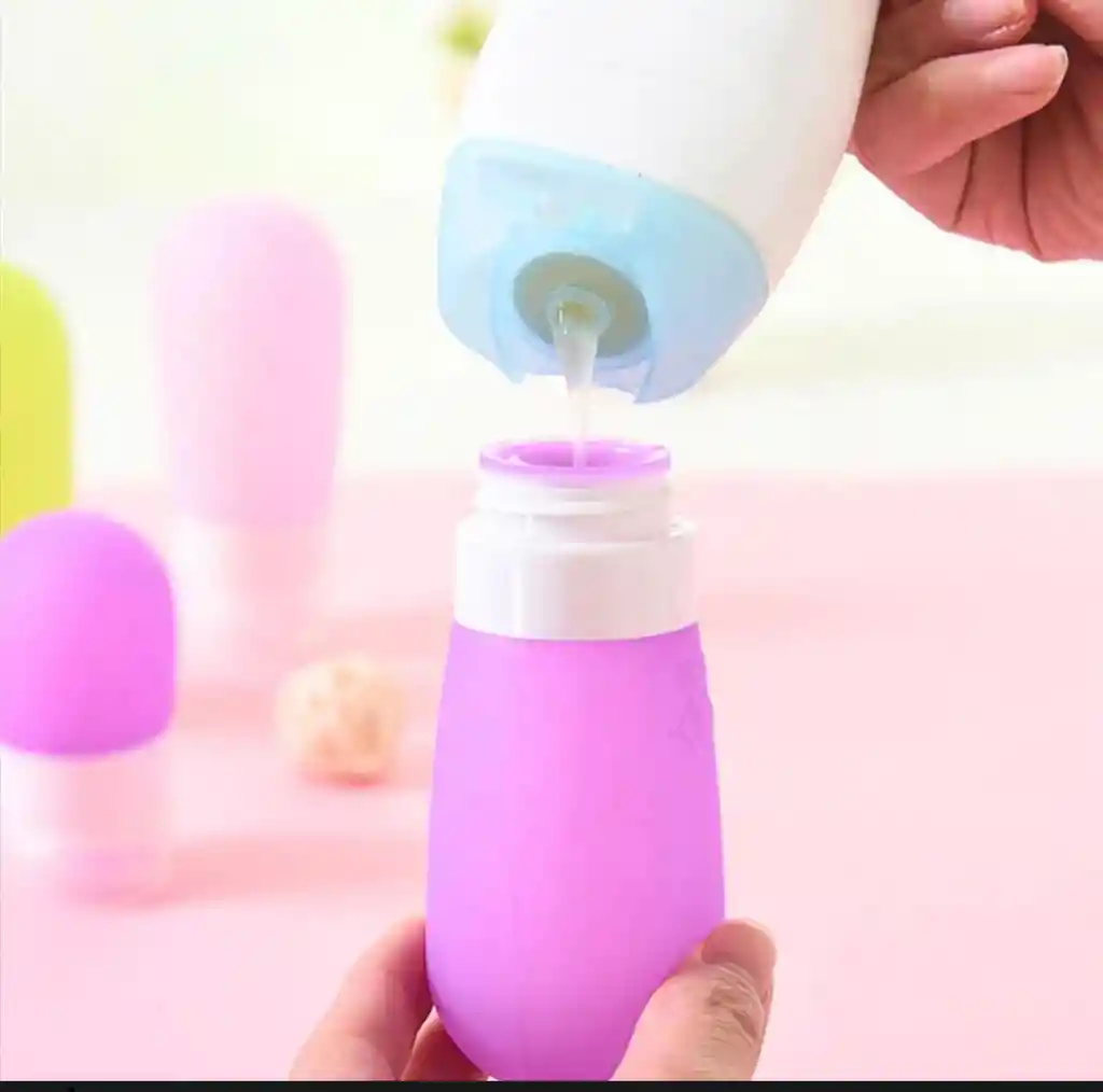 Set Viajero De Silicona X4 Botellas Para Artículos Dé Tocador - Recipiente Exprimible