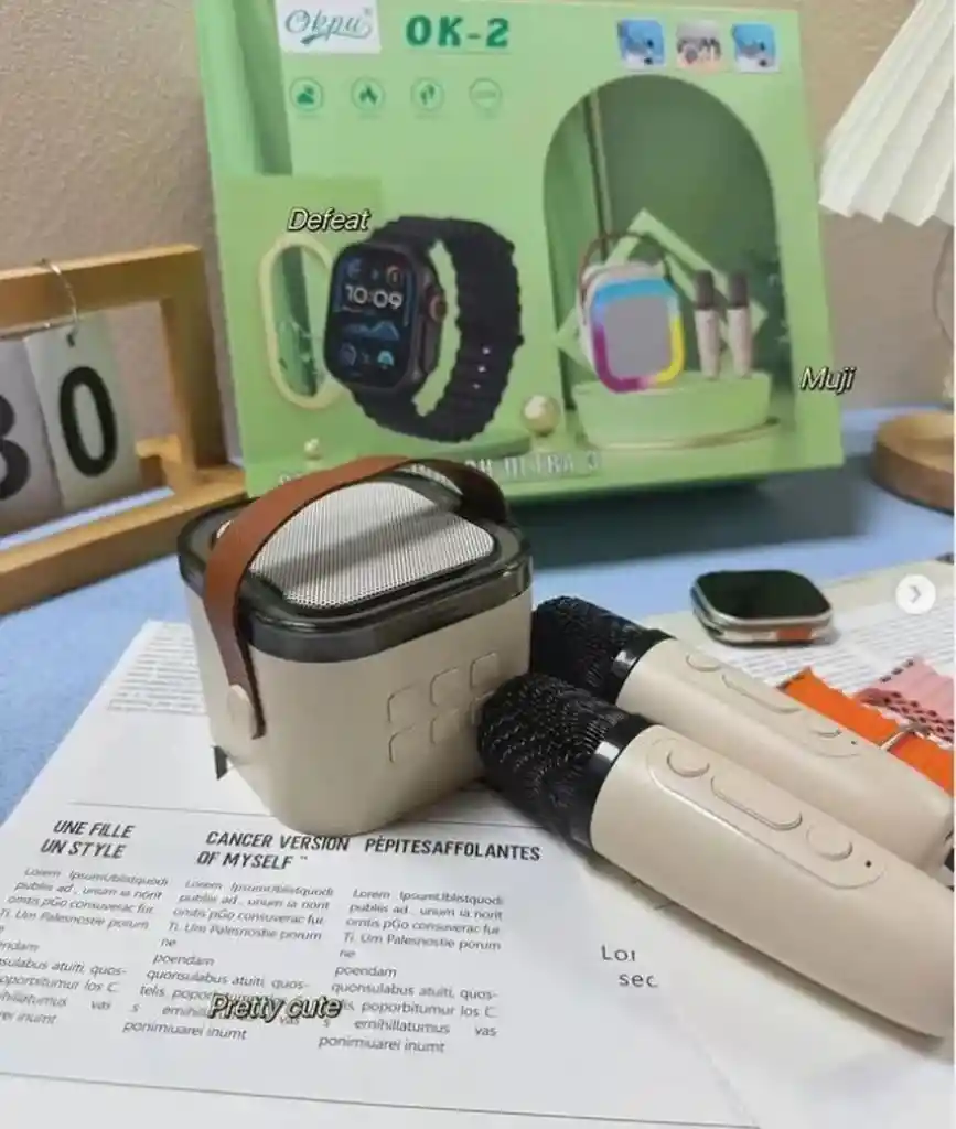 Ok-2 Ultra Smart Watch Con Altavoz Karaoke Y 2 Micrófonos