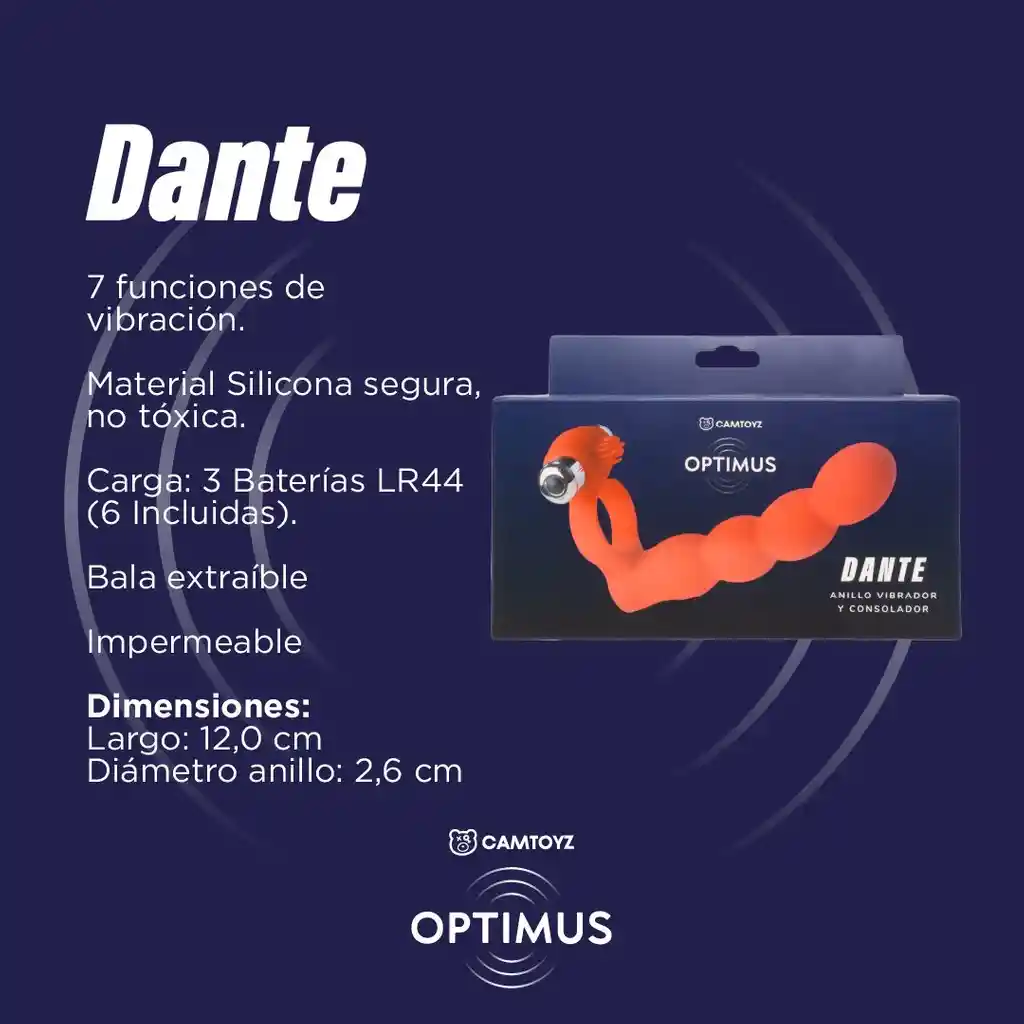 Anillo Vibrador Y Consolador Dante 7 Velocidades Rojo Camtoyz