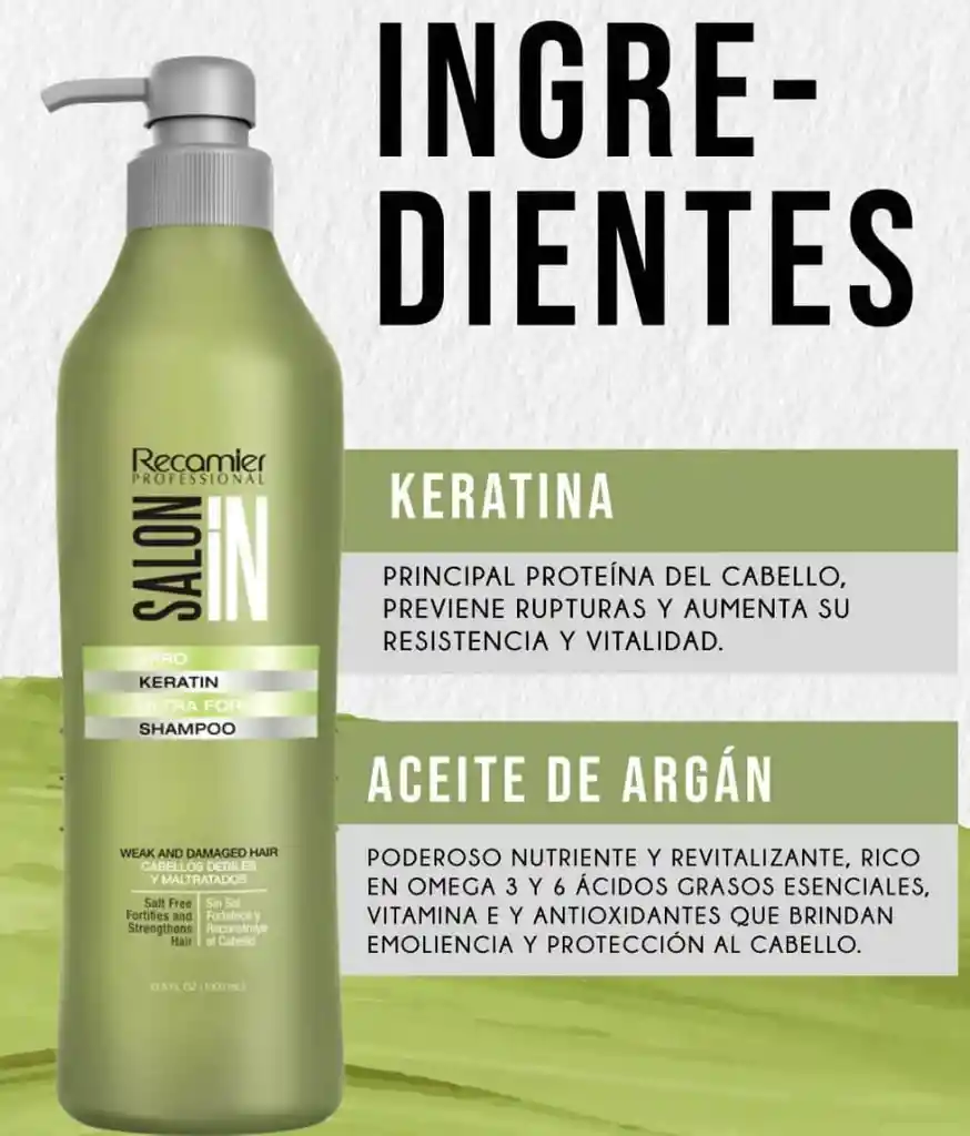 Recamier Saloin Pro Keratin Ultra Forse Shampoo 1000ml.