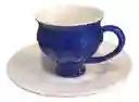 Set De 6 Pocillos Y Platos De Porcelana Con El Pocillo Color Blanco, Verde O Azul