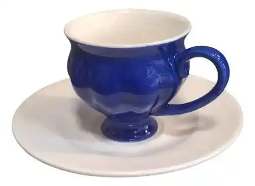 Set De 6 Pocillos Y Platos De Porcelana Con El Pocillo Color Blanco, Verde O Azul
