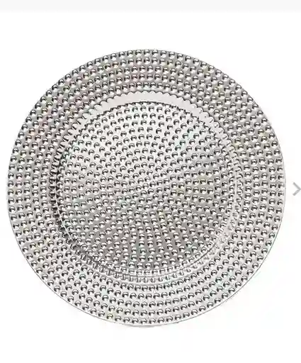 Plato Base Plástico 33 Cms Plateada Martillada, Plato De Carga