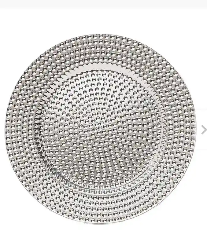 Plato Base Plástico 33 Cms Plateada Martillada, Plato De Carga