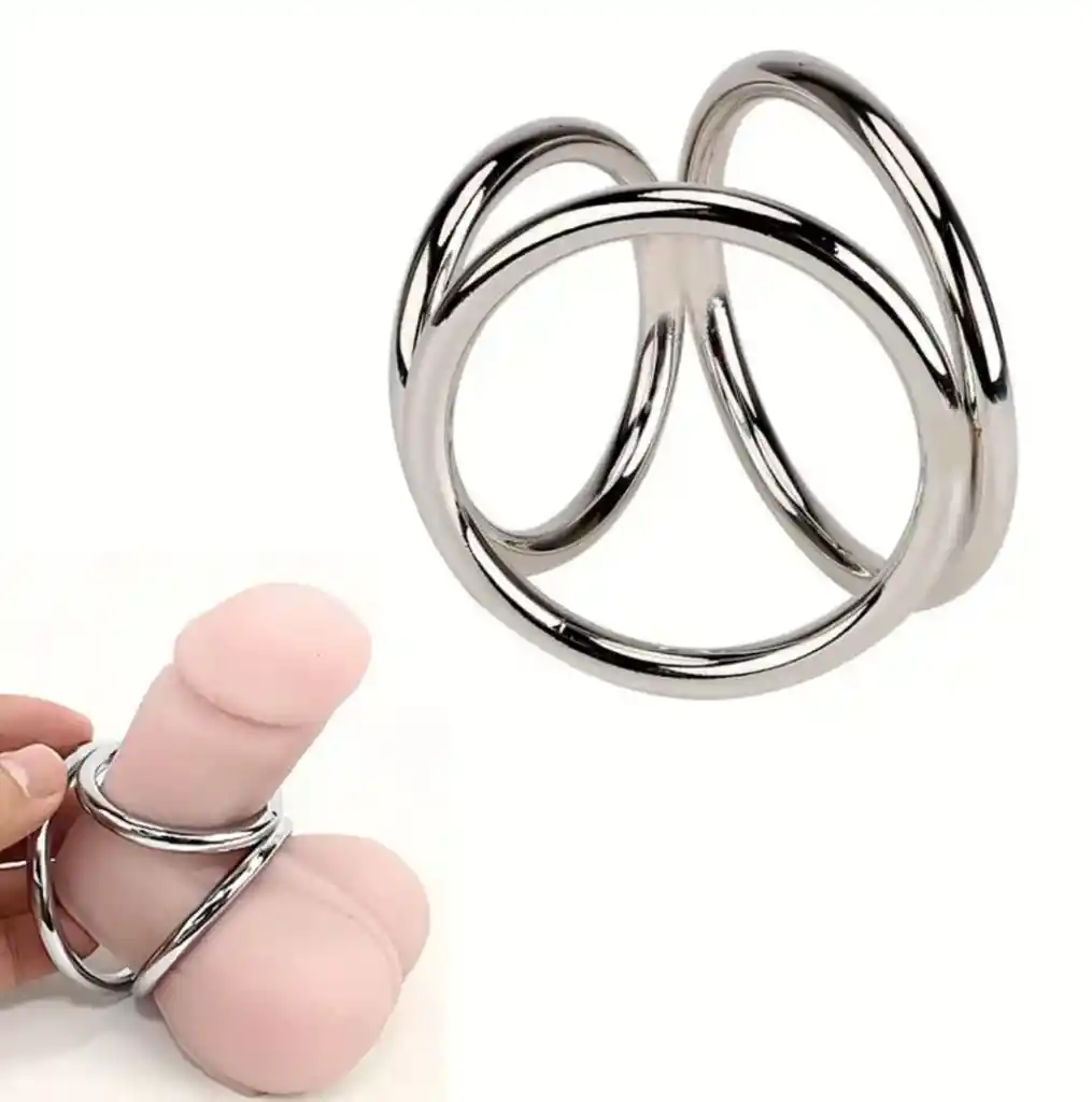 Anillo Para El Pene Triple Acero Inoxidable Talla L Retrasa La Eyaculación Erccion Firme Anillo Masculino Bondage Juguete Sexual anillo sexual