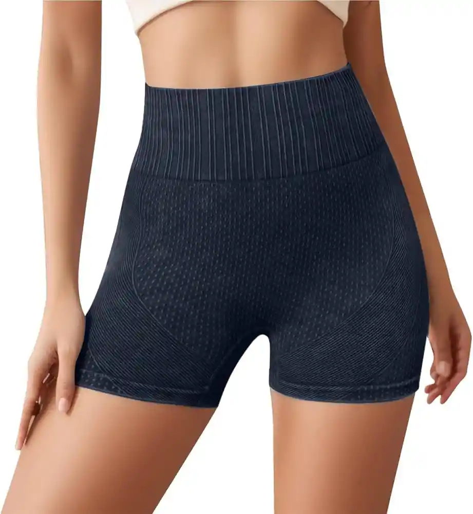 Short Gym Mujer Short Talla M Frunce Push Up Efecto Washed