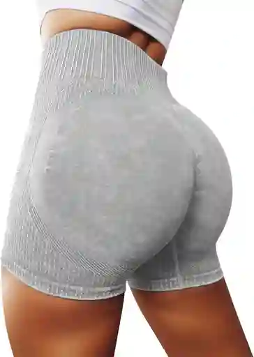 Calza Mujer Short Talla M Frunce Push Up Efecto Washed