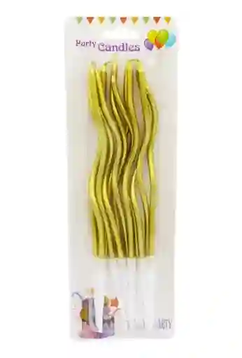 Velas Metalizadas Cumpleaños Espiral Dorado