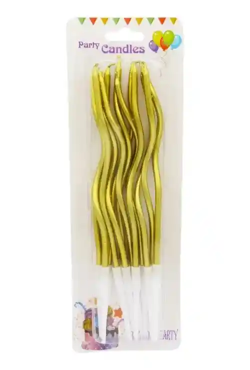 Velas Metalizadas Cumpleaños Espiral Dorado