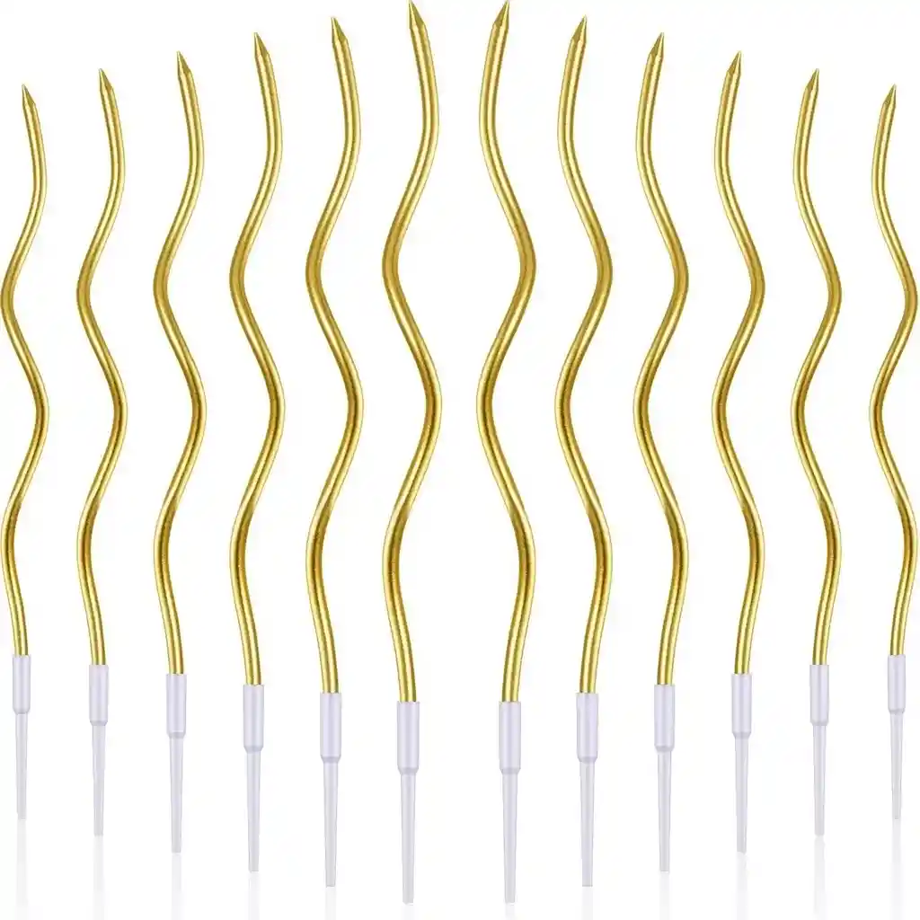 Velas Metalizadas Cumpleaños Espiral Dorado