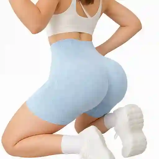 Calza Mujer Short Talla L Frunce Push Up Efecto Washed