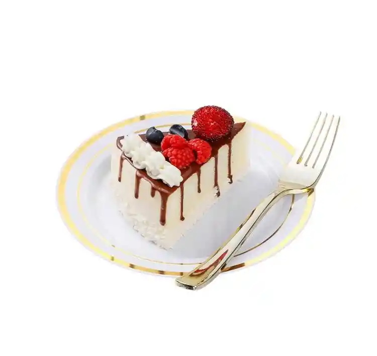 Plato Dorado Plástico Desechable 18 Cms. Platos De Lujo, Platos Elegantes