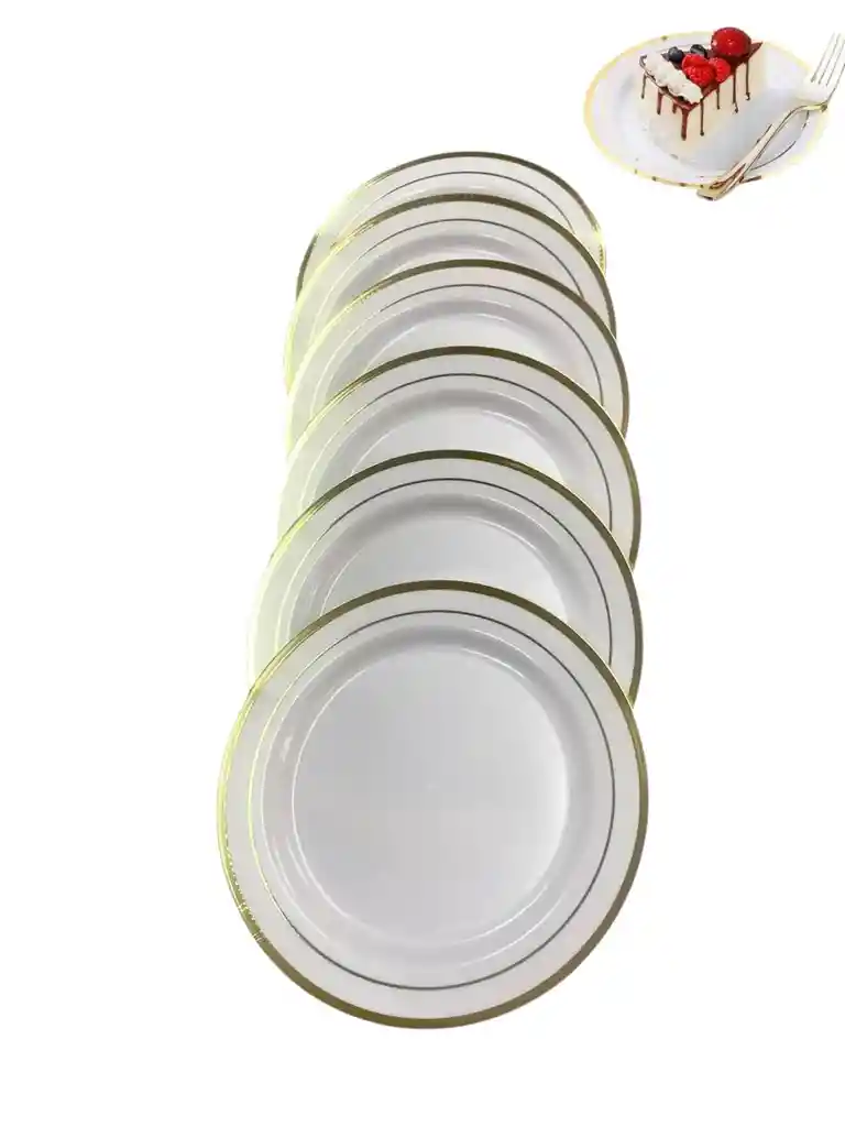 Plato Dorado Plástico Desechable 18 Cms. Platos De Lujo, Platos Elegantes