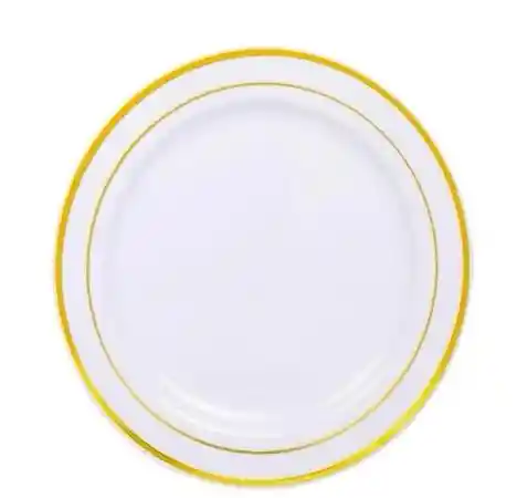Plato Dorado Plástico Desechable 18 Cms. Platos De Lujo, Platos Elegantes